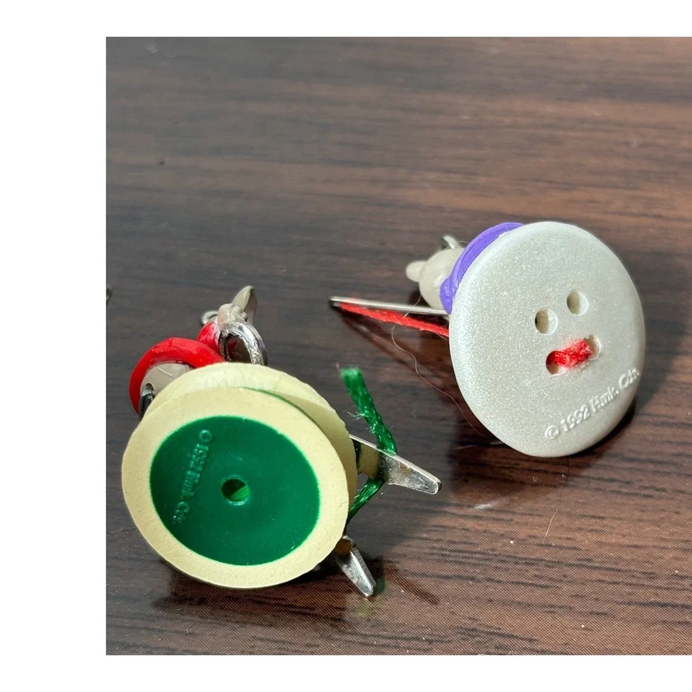 Vintage 1992 Hallmark Miniature Mouse Ornaments‎ Sewing Spool Button Set of 2